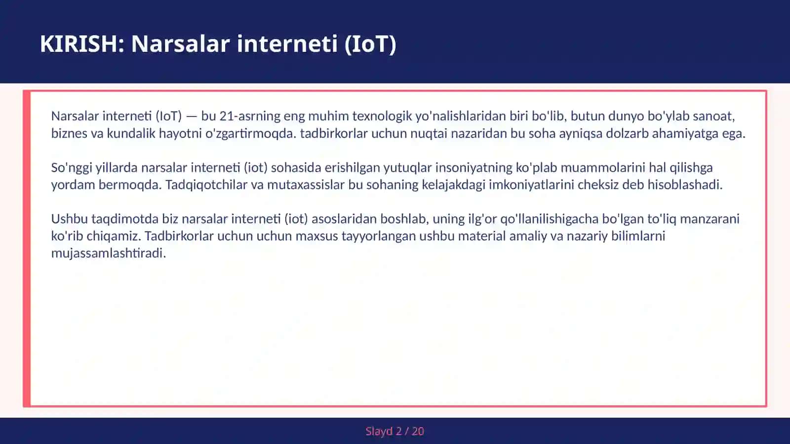 Narsalar INTERNETI (IOT) 2