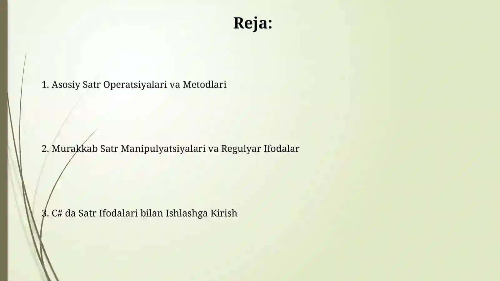 C# dasturlash tilida satrli ifodalarbilanishlash 2