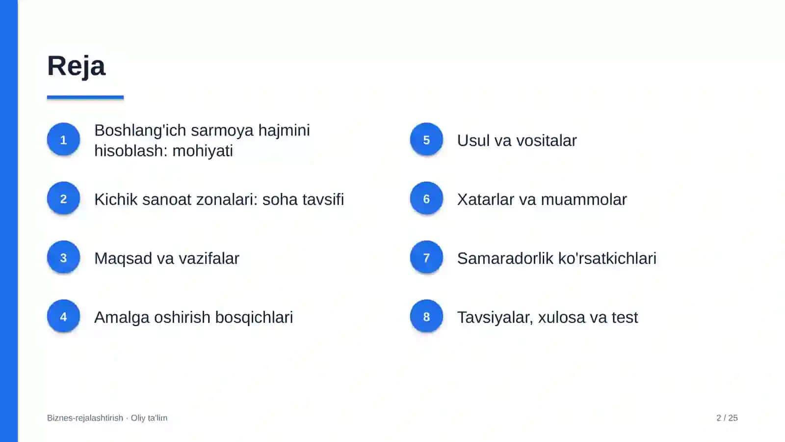 Kichik sanoat zonalarida boshlang'ich sarmoya hajmini hisoblash 2