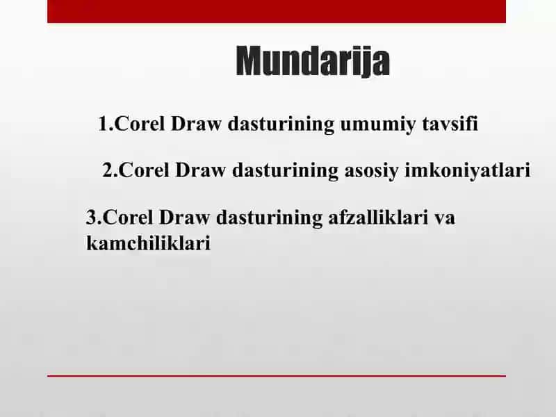 COREL DRAWDASTURI VA UNING IMKONIYATLARI 2