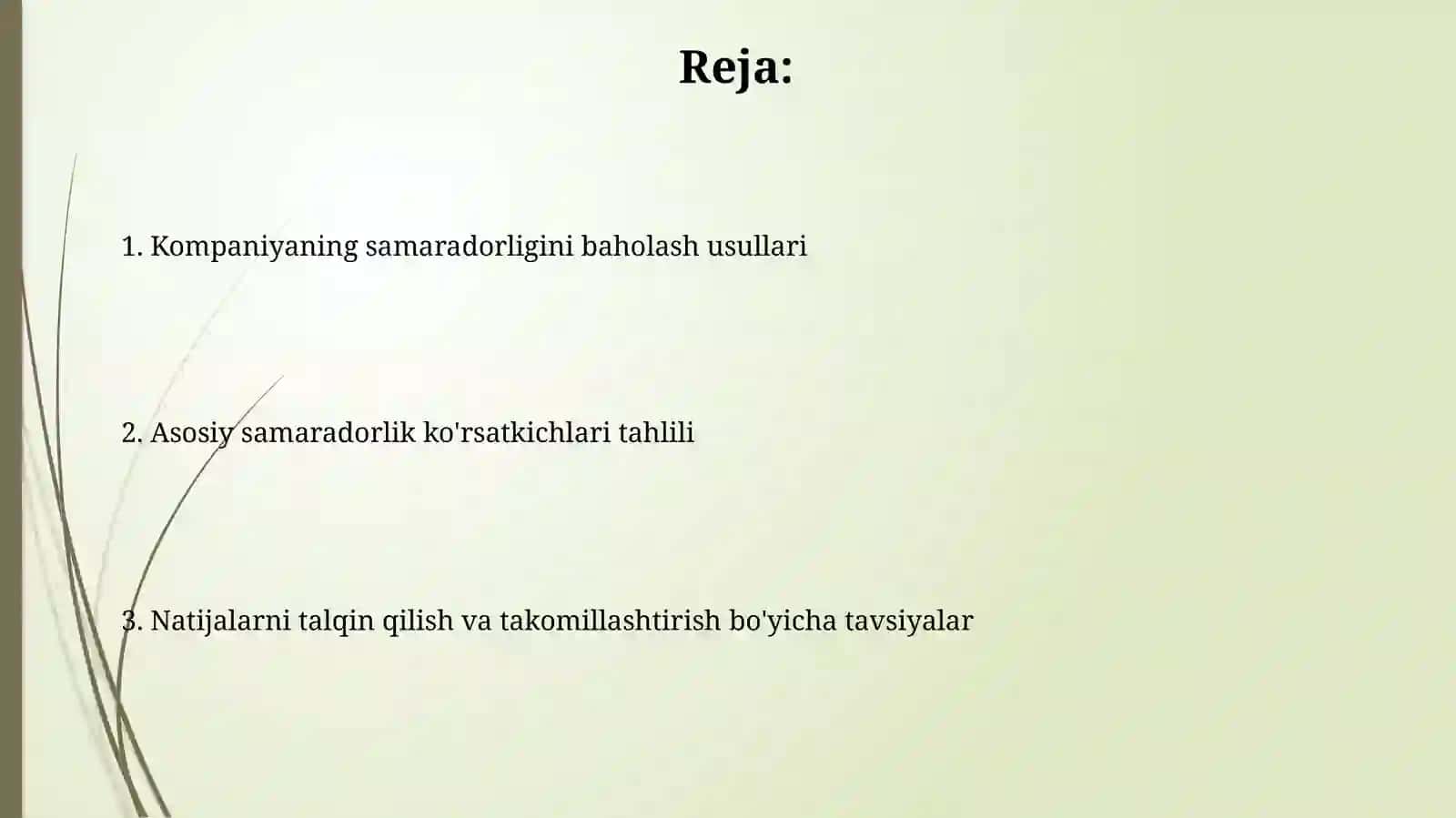 Kompaniyaning samaradorligini baholash usullari 2
