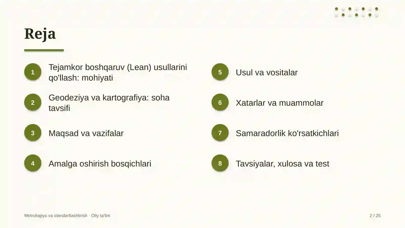 Geodeziya va kartografiyada tejamkor boshqaruv (Lean) usullarini qo'llash 2