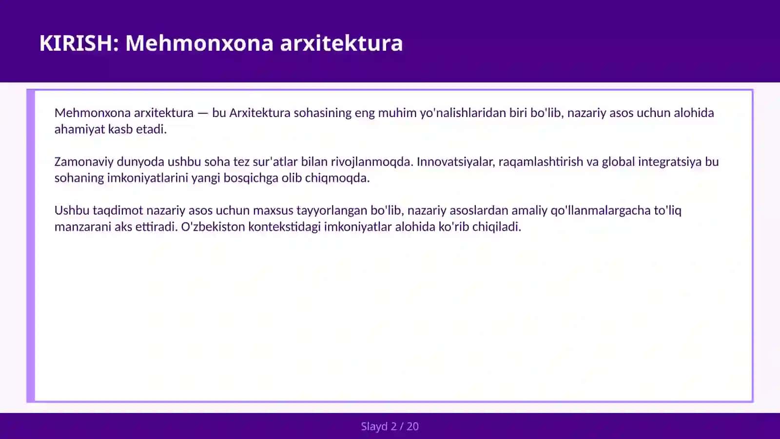 Mehmonxona arxitektura 2