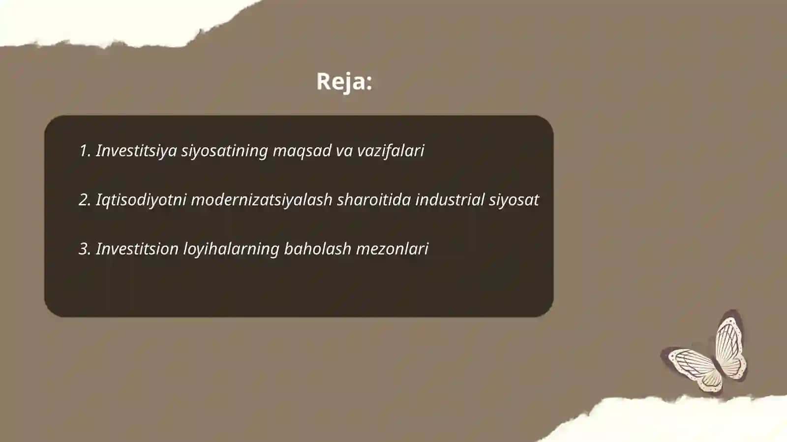 Investitsiya siyosati 2