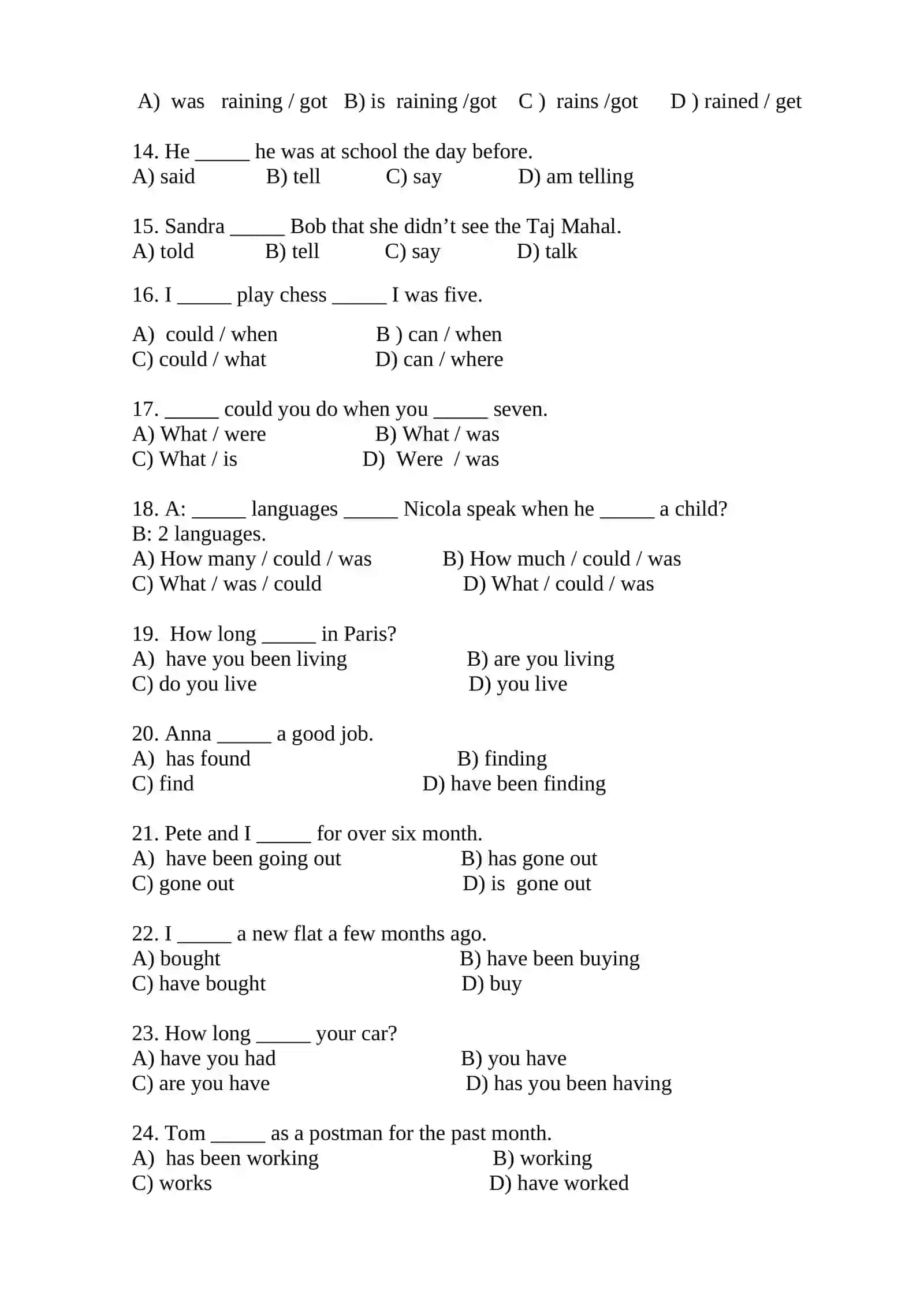 Final Test on Grammar 2nd Course 2