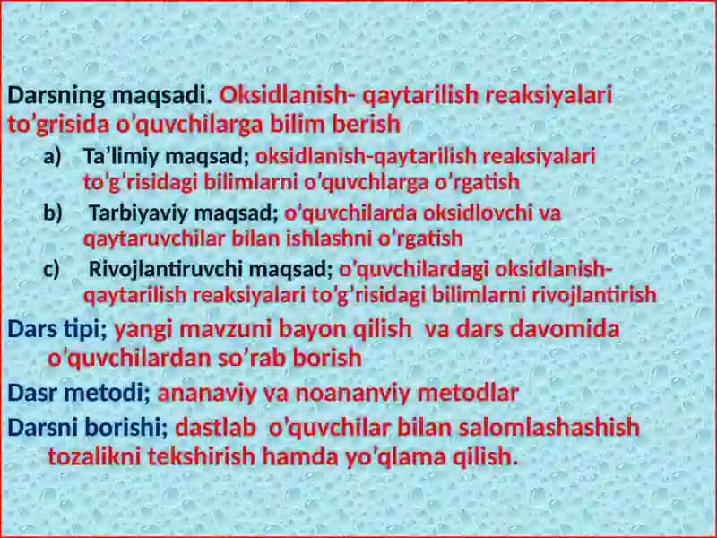Oksidlanish–qaytarilish reaksiyalari 2