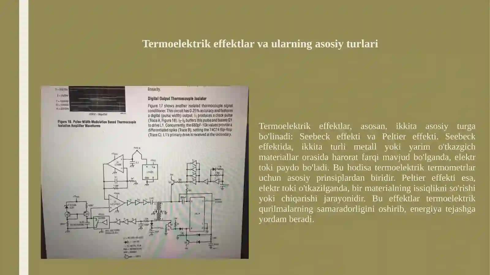 Termoelektr. Termometrlar ishlash prinsipi. 2