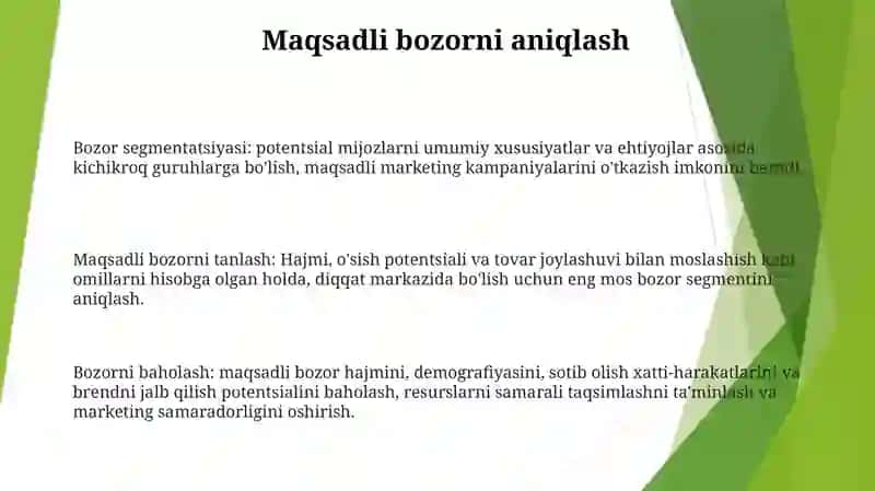 Maqsadli Bozorlarni Tanlash Va Baholash 2