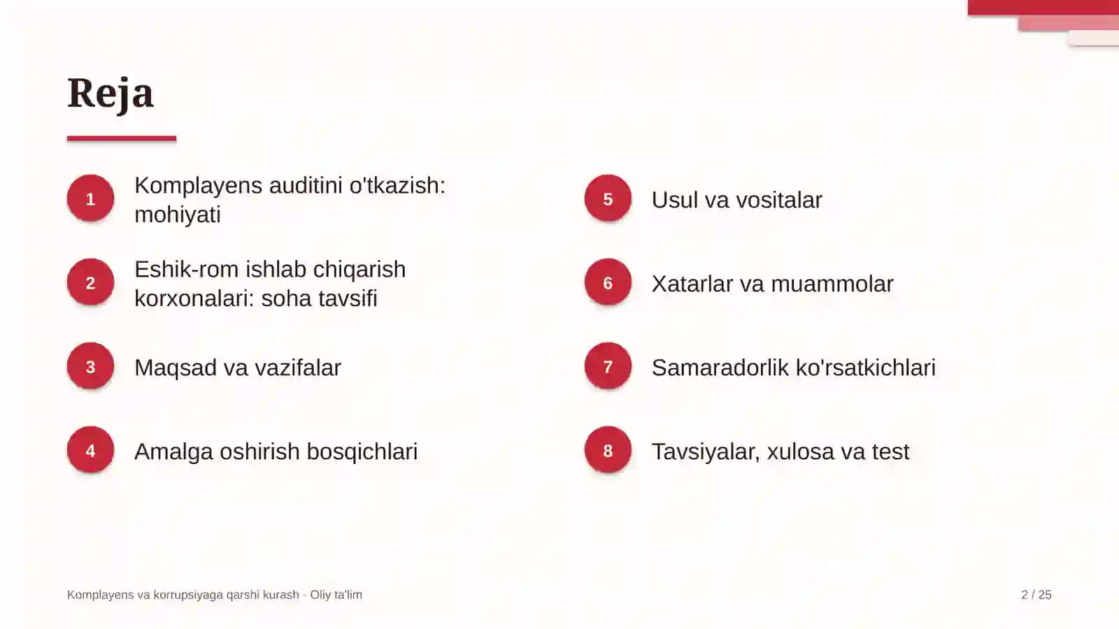 Eshik-rom ishlab chiqarish korxonalarida komplayens auditini o'tkazish 2