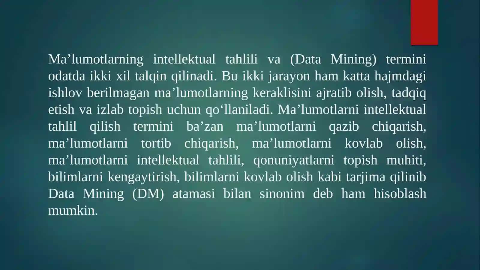 Ma’lumotlarning intellektual tahlili 2