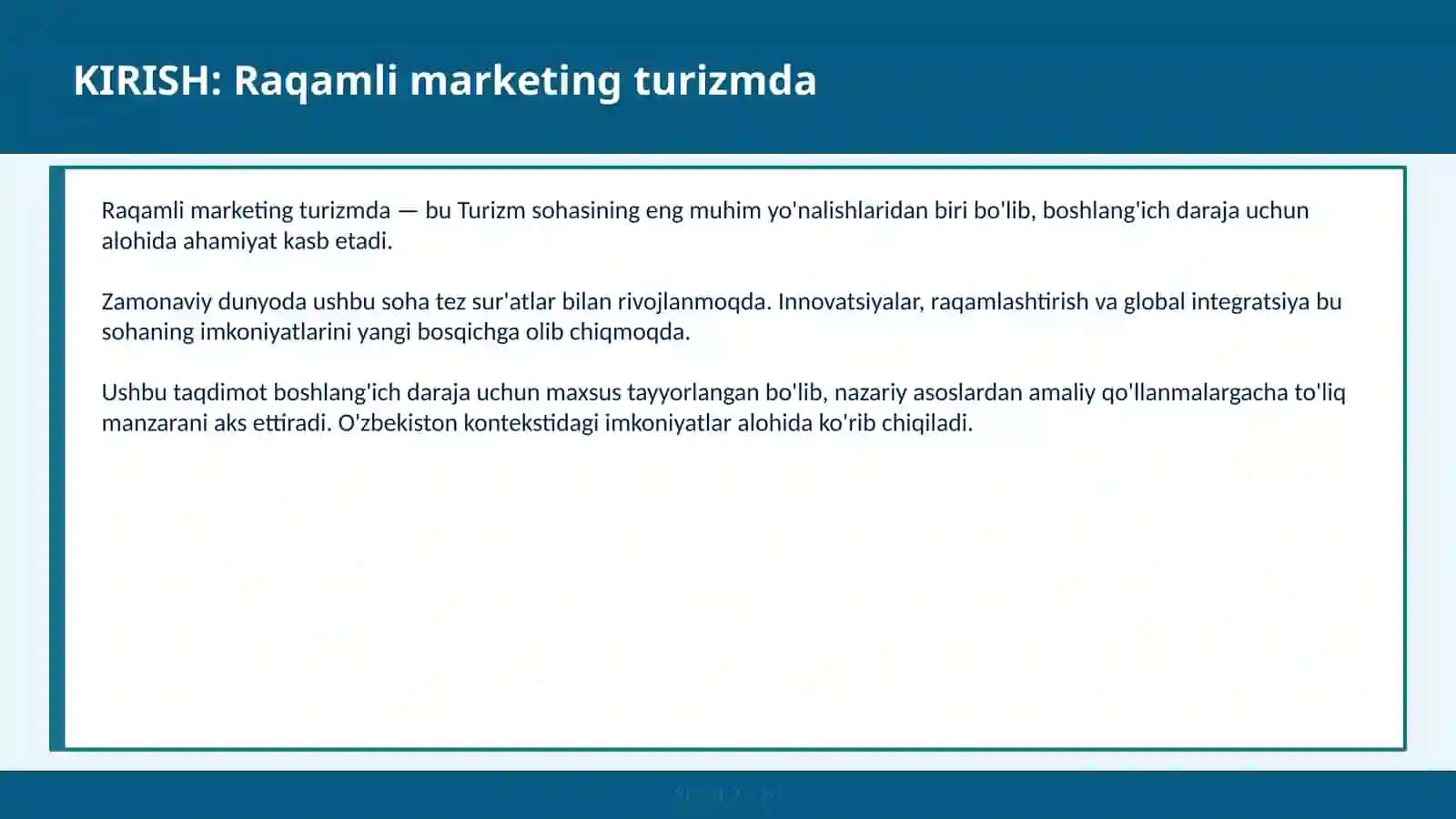 Raqamli marketing turizmda 2