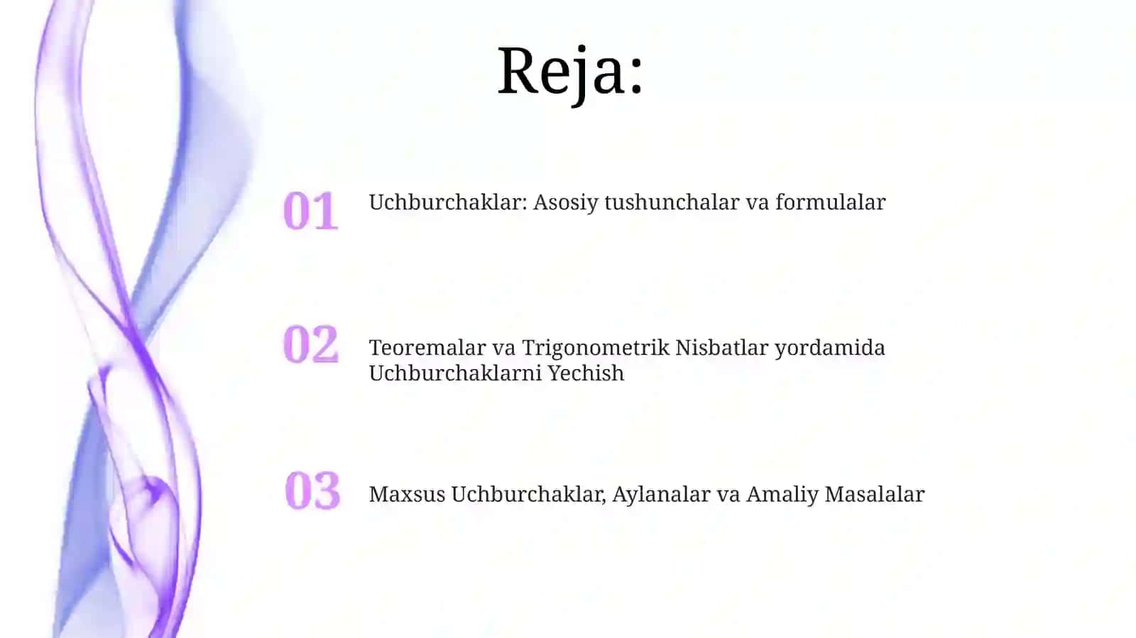 Uchburchaklarni yechish formulalari 2