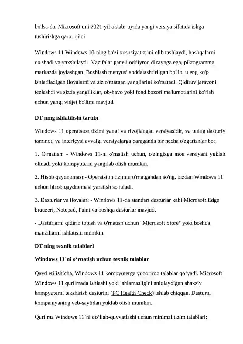 Operatsion sistemalar haqida malumot 2