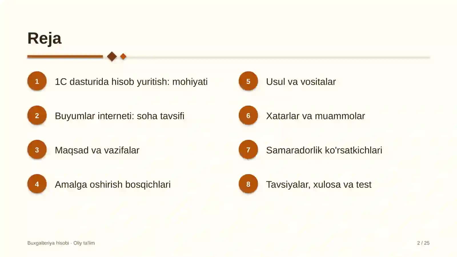 Buyumlar interneti sohasida 1C dasturida hisob yuritish 2