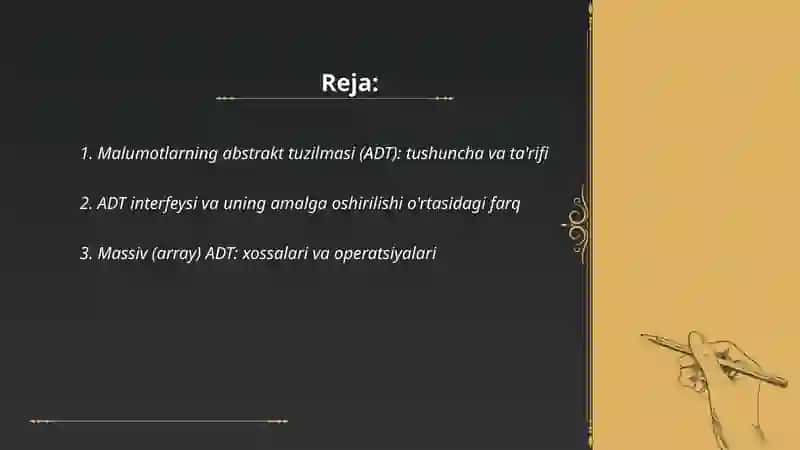 Malumotlarning abstrakt tuzilmasi (ADT) 2