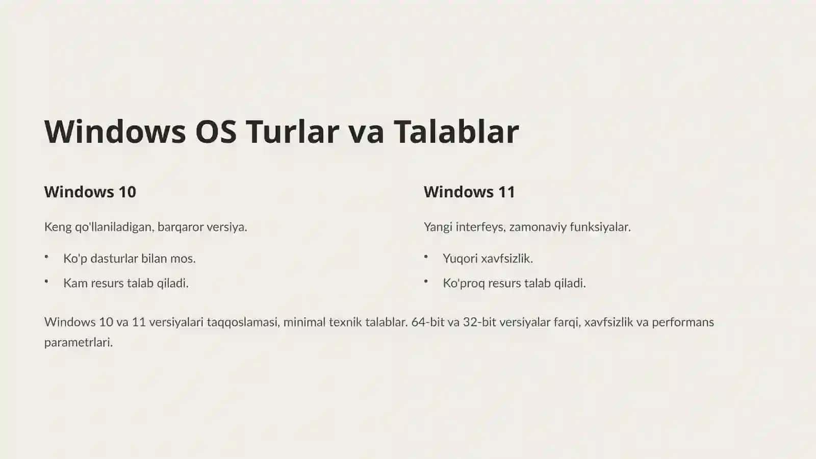 Windows OS O'rnatish va Konfiguratsiyasi 2