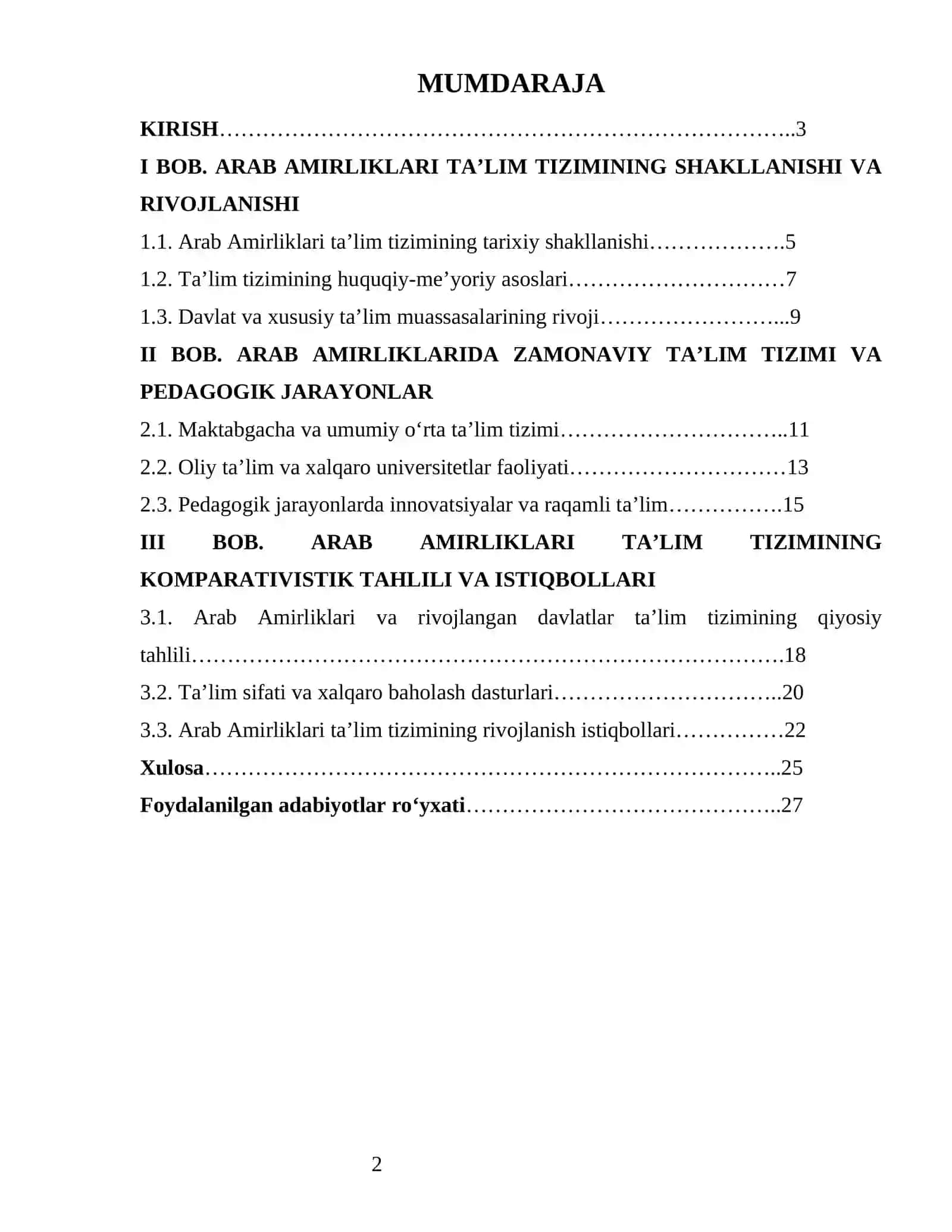 ARAB AMIRLIKLARI DAVLATI TA’LIMI TIZIMI 2
