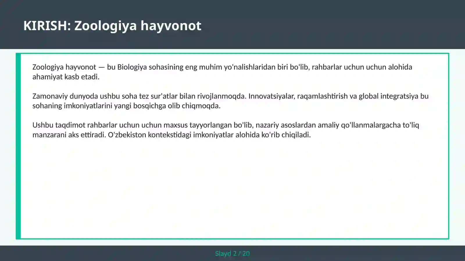 Zoologiya hayvonot 2