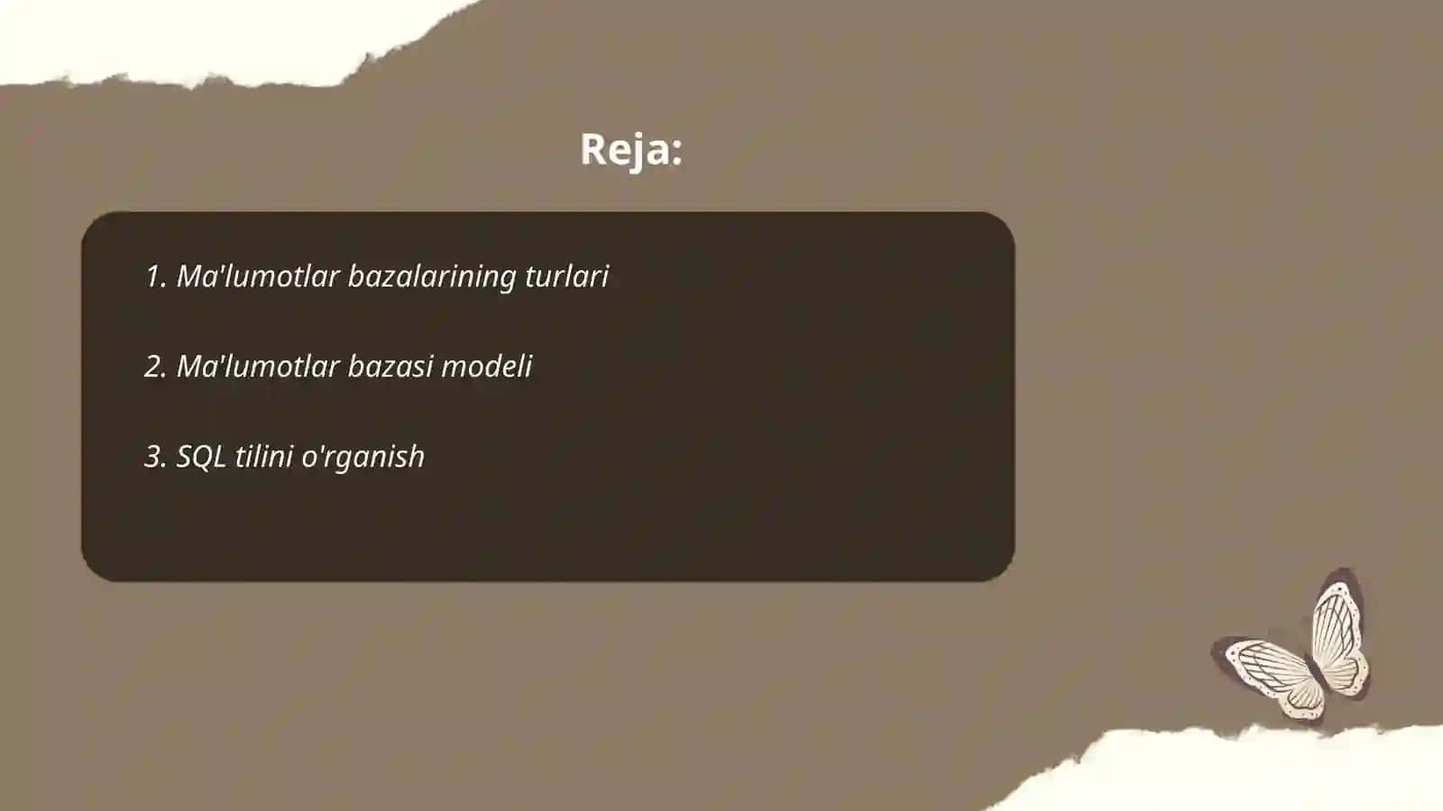 Ma'lumotlar bazalarini yaratish 2