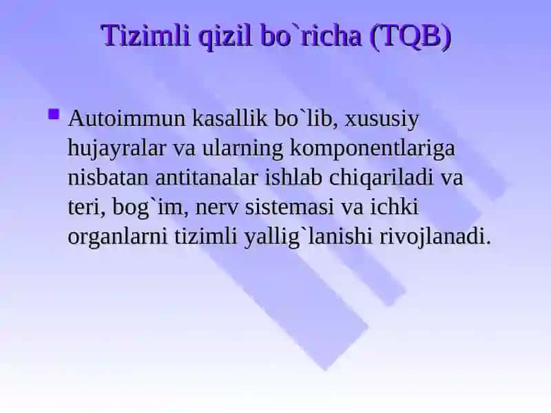 BIRIKTIRUVChI TO`QIMANING DIFFUZ KASALLIKLARI 2