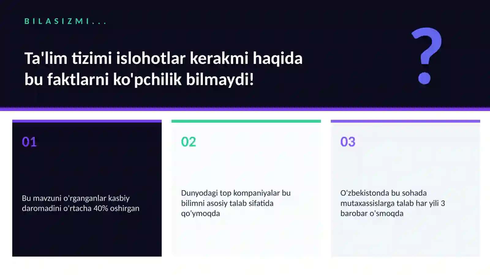 Ta'lim tizimi islohotlar kerakmi 2