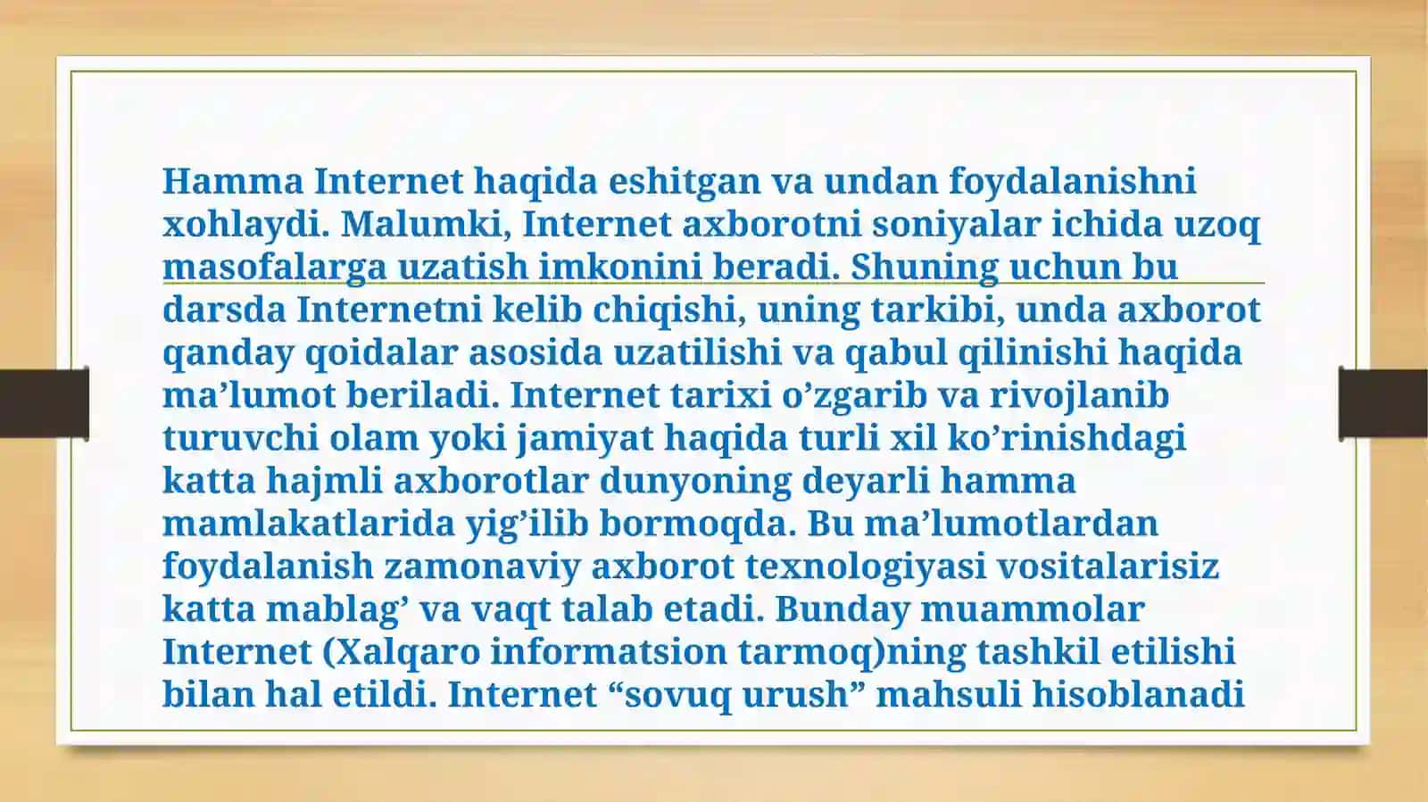 Internet tarmogʻi va uning rivojlanish tarixi 2