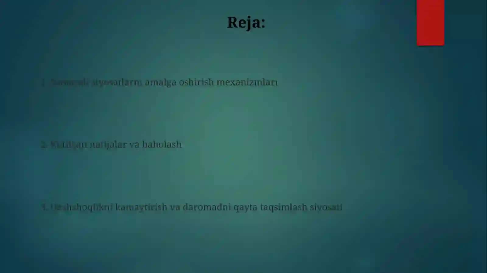 Qashshoqlikni kamaytirish va daromadlarni qayta taqsimlash siyosat 2
