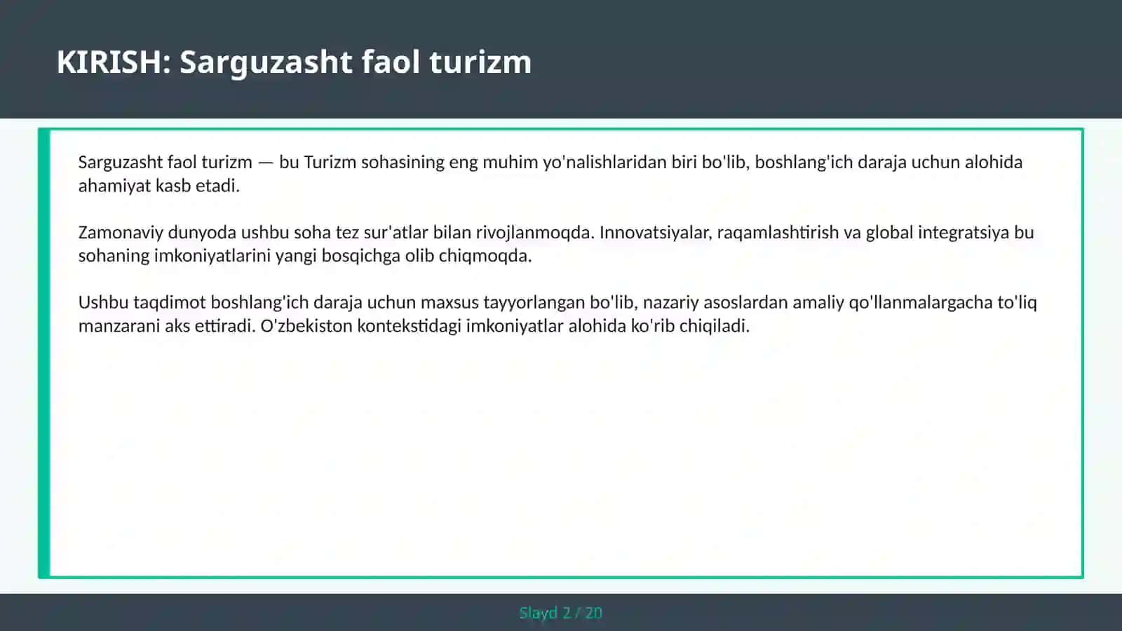 Sarguzasht faol turizm 2