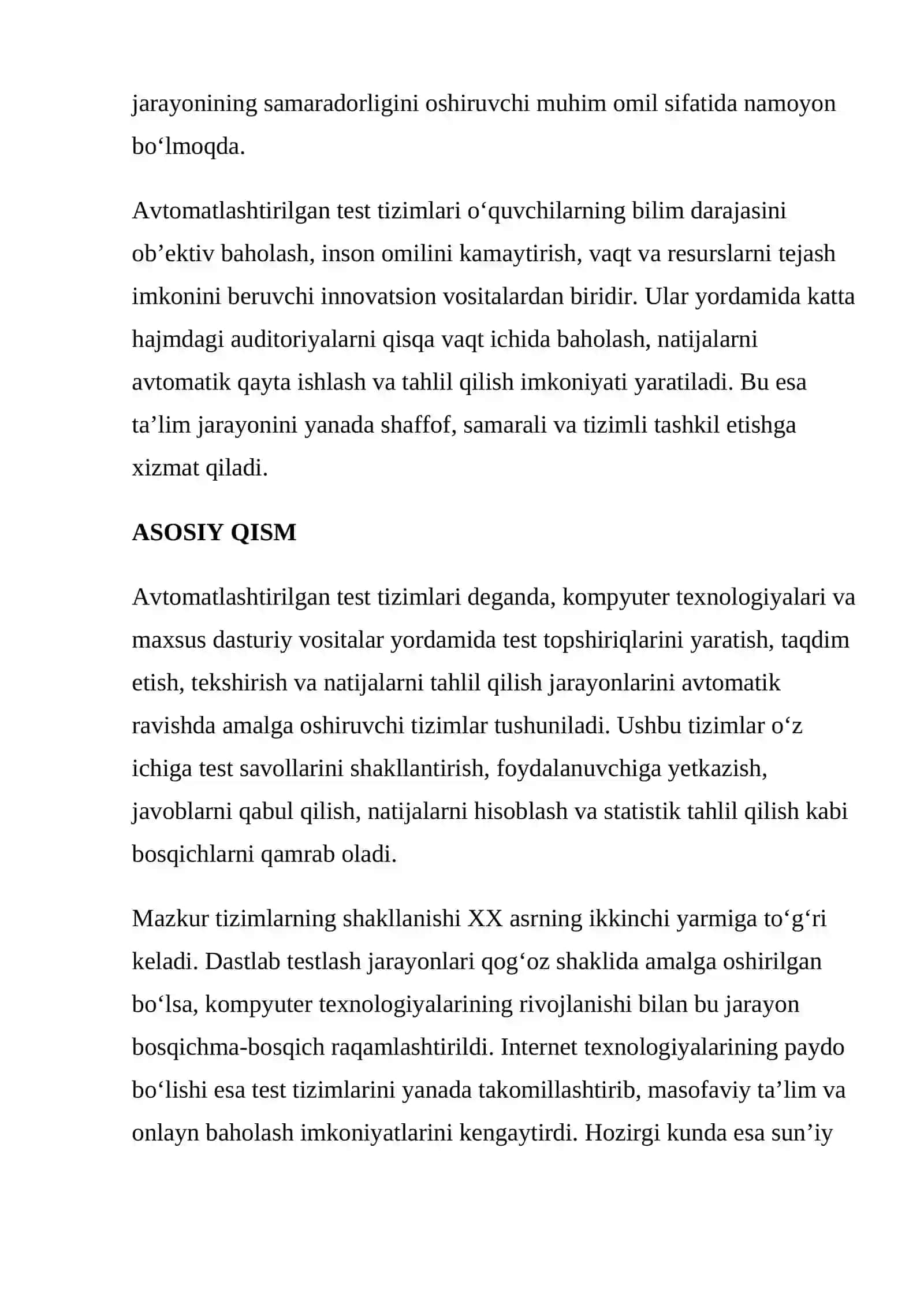 AVTOMATLASHTRILGAN TEST TIZIMLAR 2