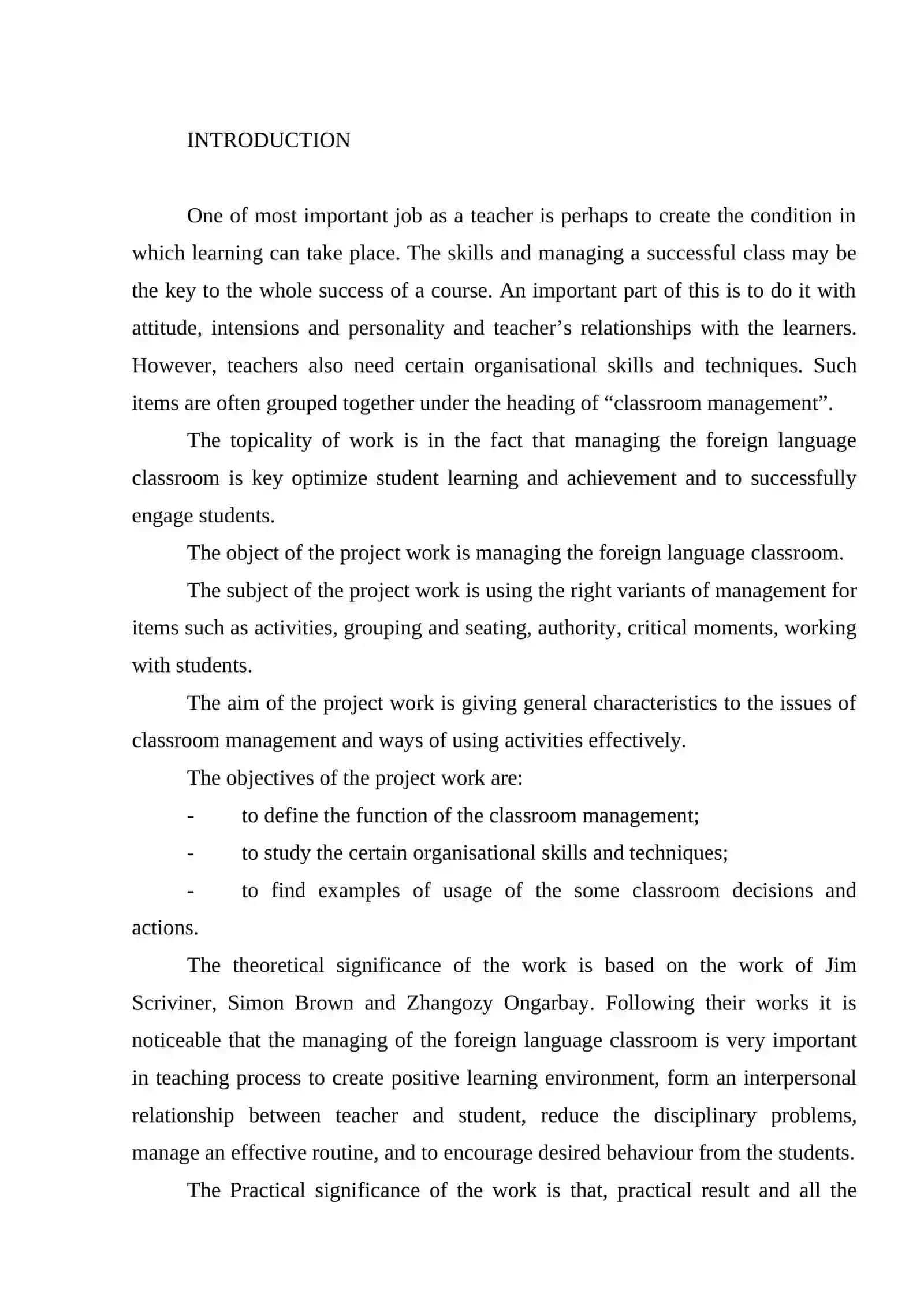 Classroom Management and Atmosphere in Primary Classes 2