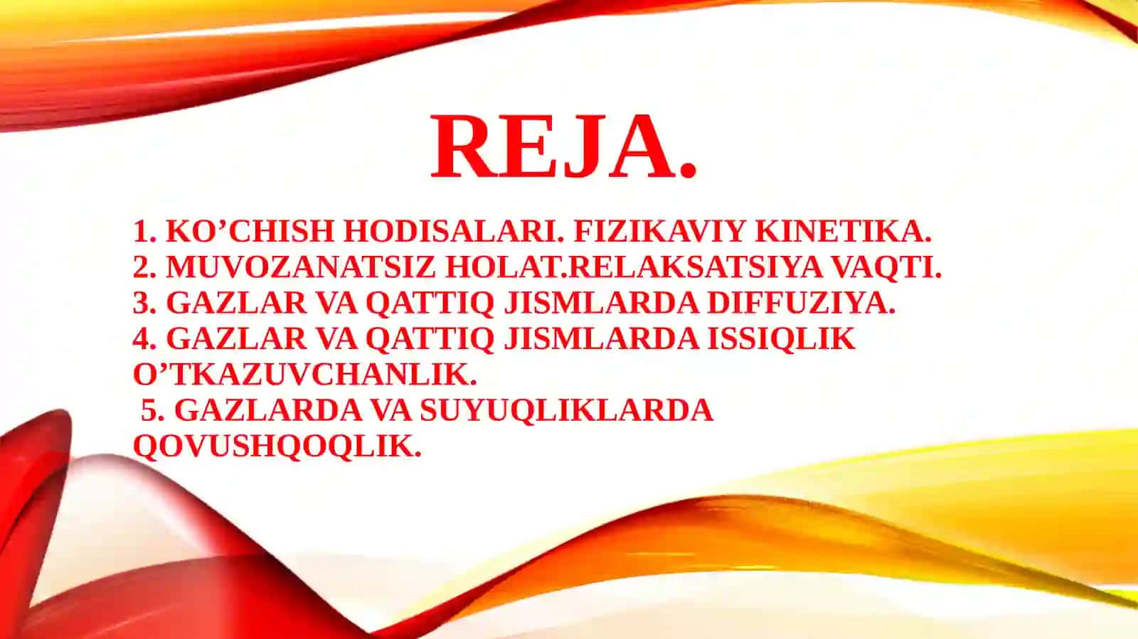 Ko'chish hodisalari. Diffuziya 2
