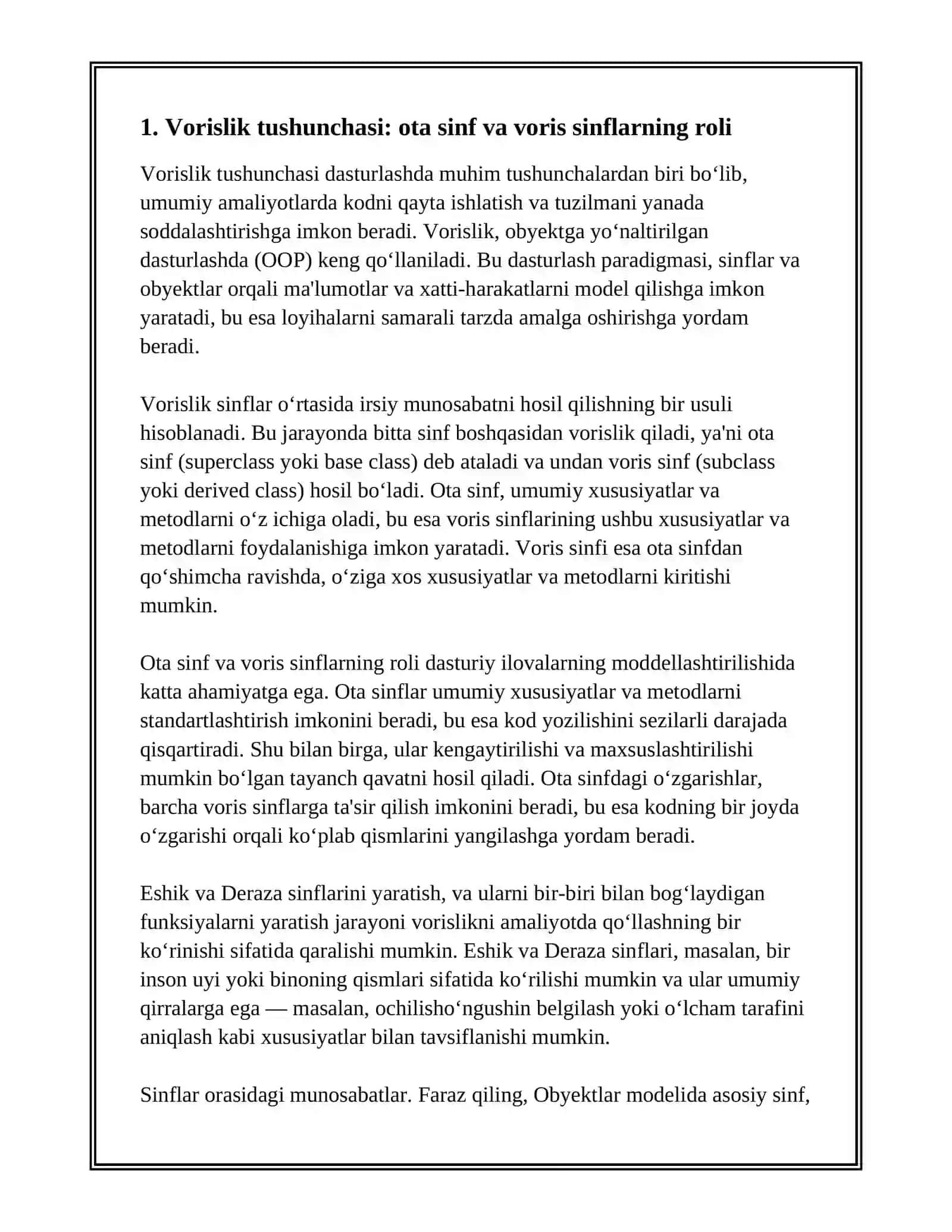 Vorislik Tushunchasi 2