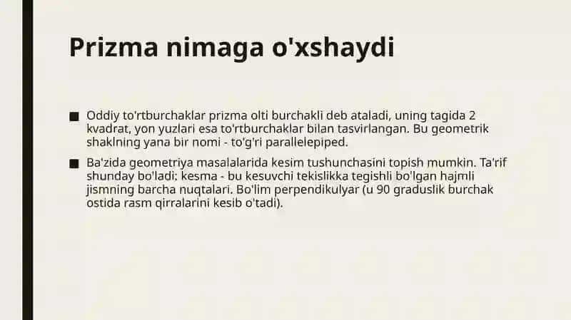 Prizmaning hajmi 2