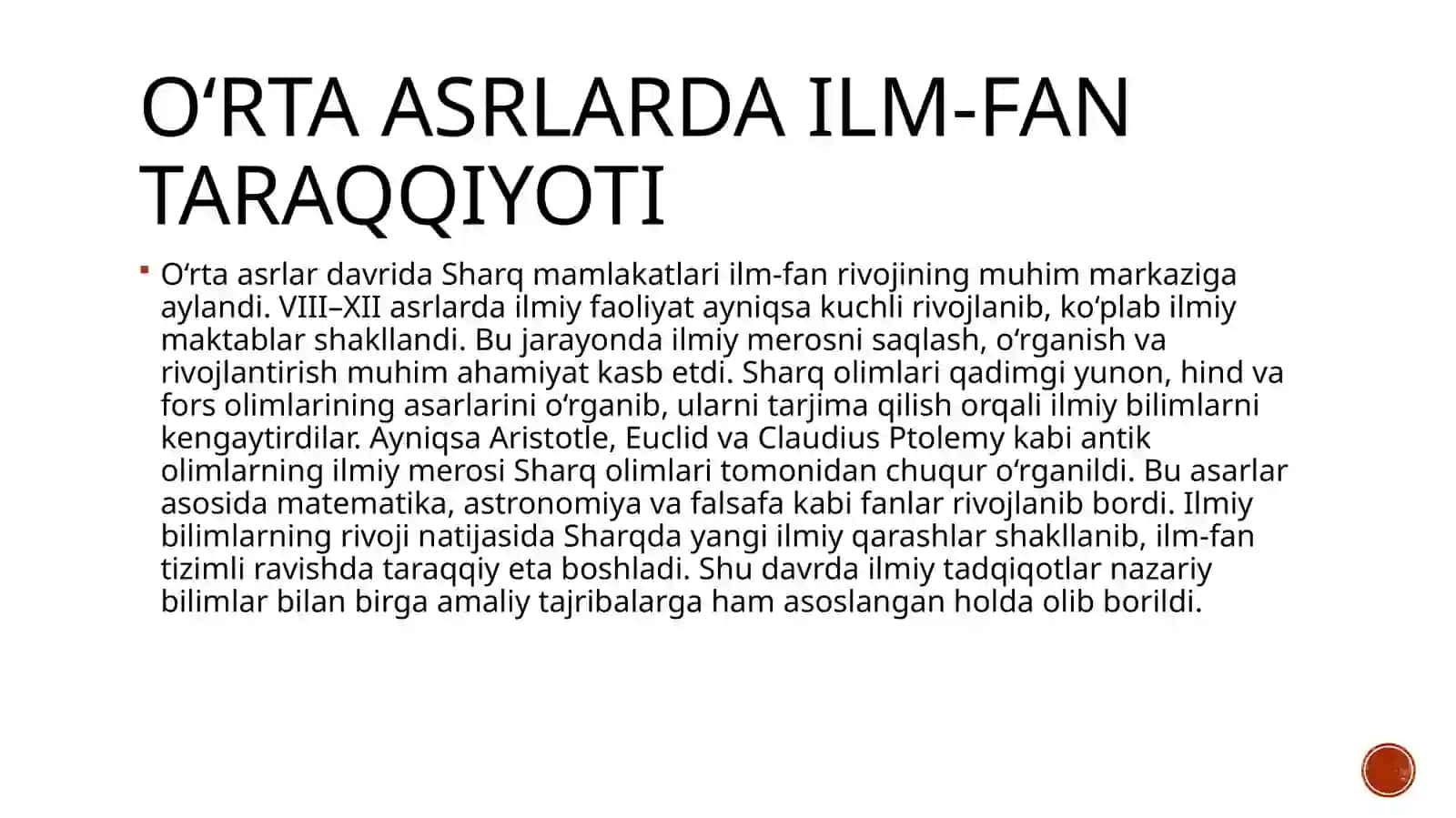 O‘rta Osiyo allomalar ijodida ilmlar tasnifi 2