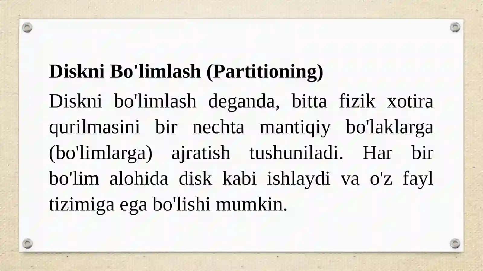 Disklarnibo'limlashvaformatlash 2