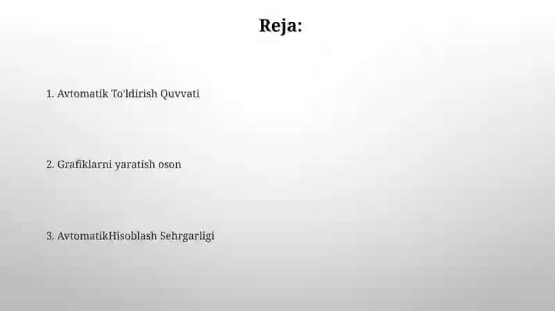 Excel dasturi 2