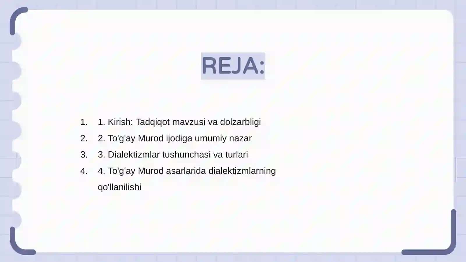 To'g'ay Murod asarlarida dialektizmlar mavzusidagi bitiruv malakaviy ish 2