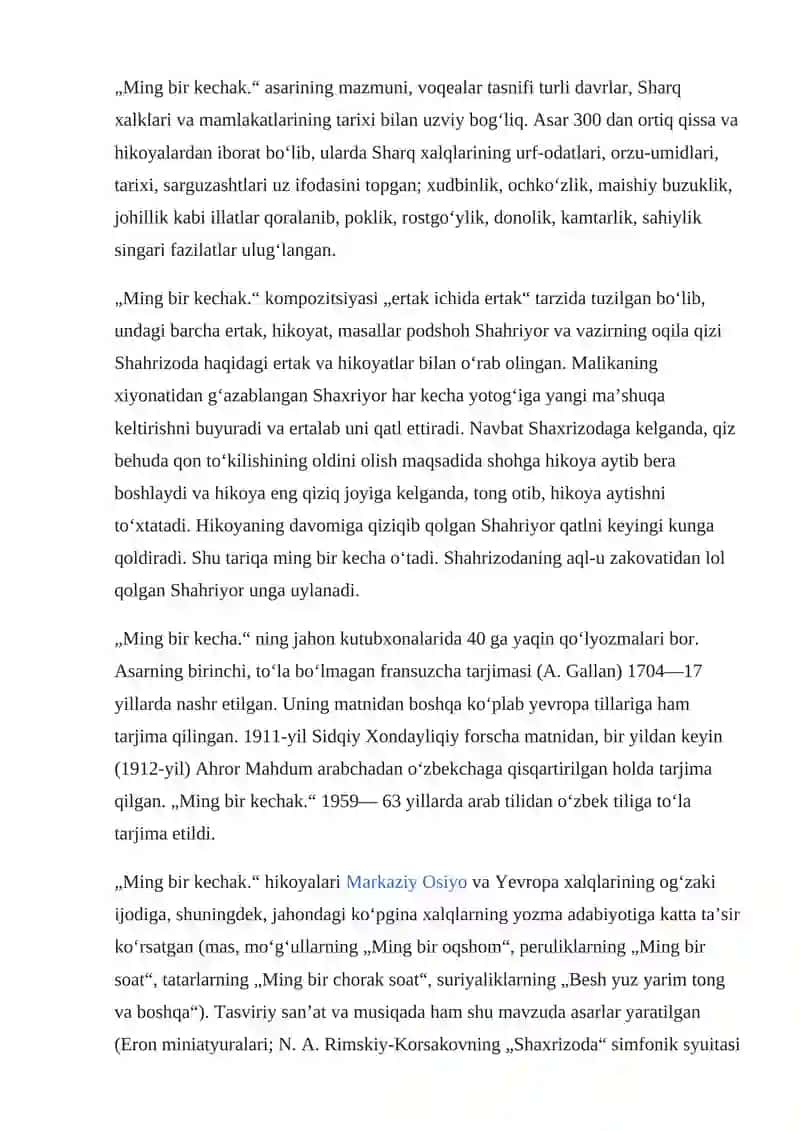 „MING BIR KECHA“ (arab. „Alif layla va layla“) 2