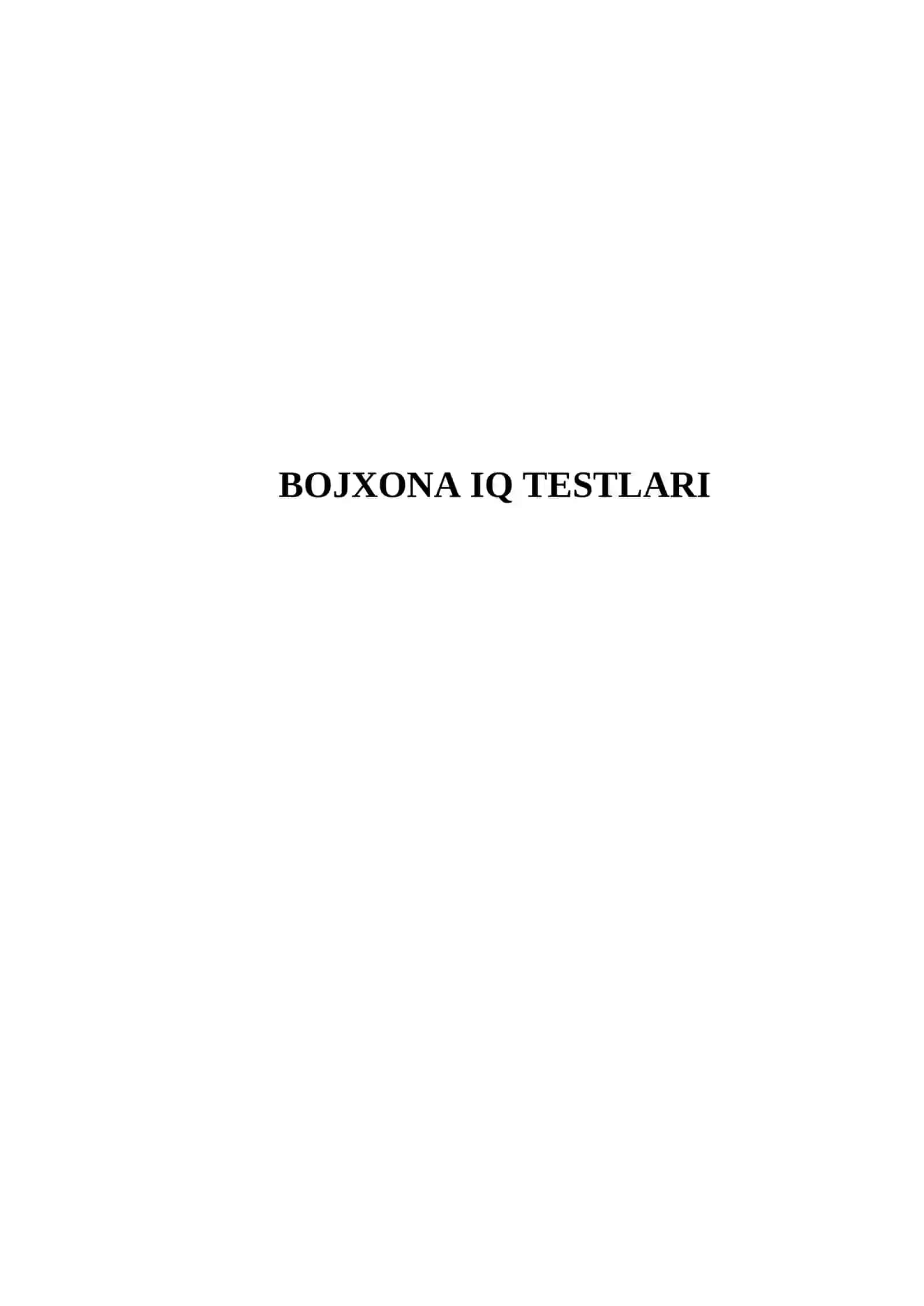 BOJXONA IQ TESTLARI 2