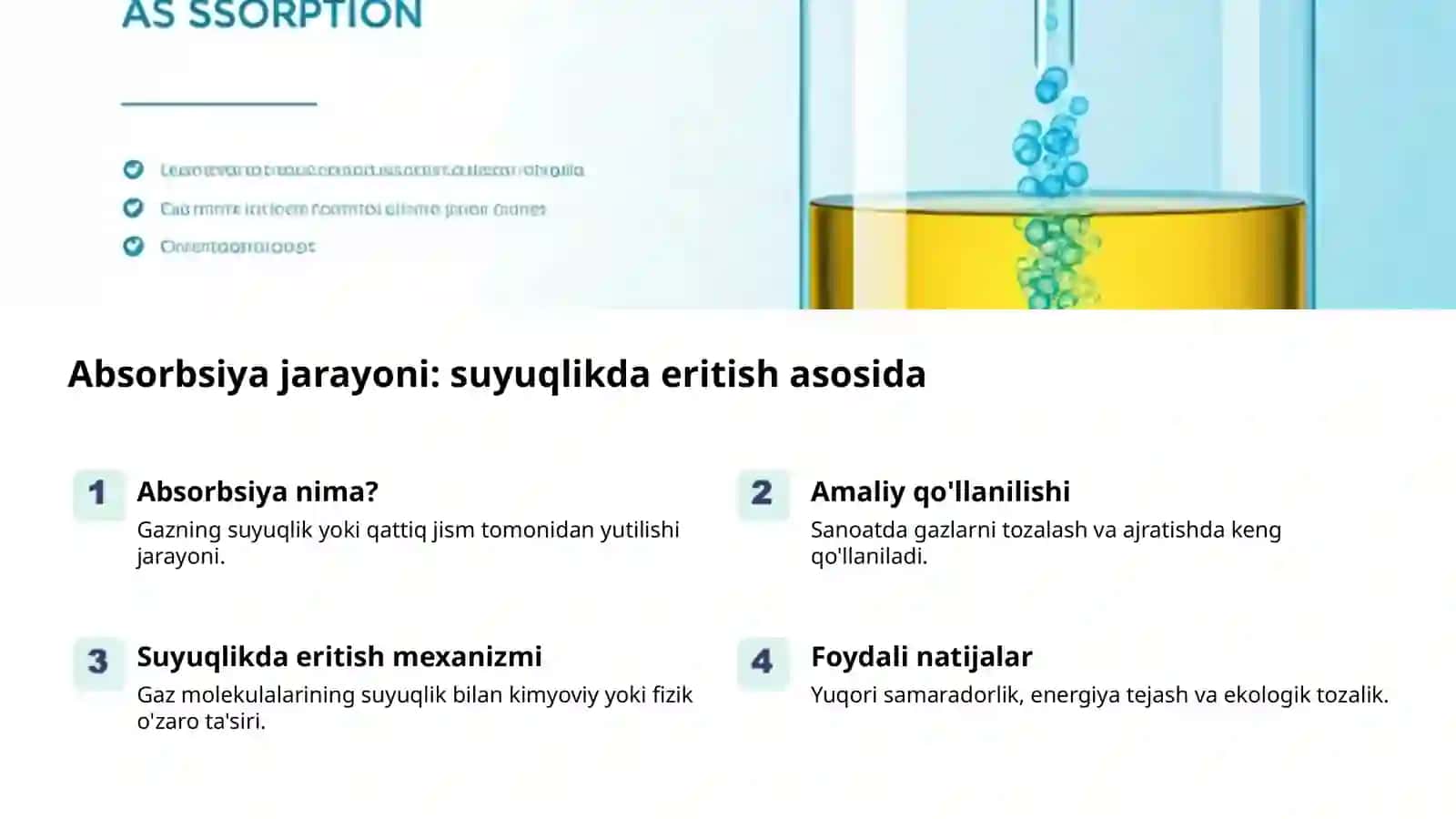 Gazlarni tozalash: absorbsiya va adsorbsiya 2