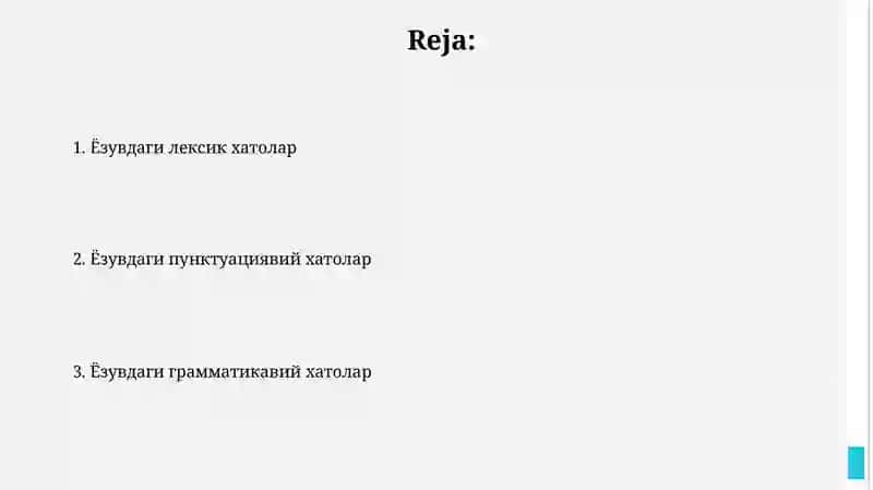 Yordamchi maktab o'quvchilari tomonidan yozuvda yo'l qo'yiladigan xatolar 2