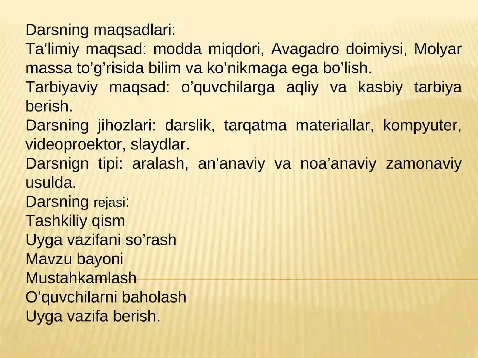 Modda miqdori. Molyar massa 2