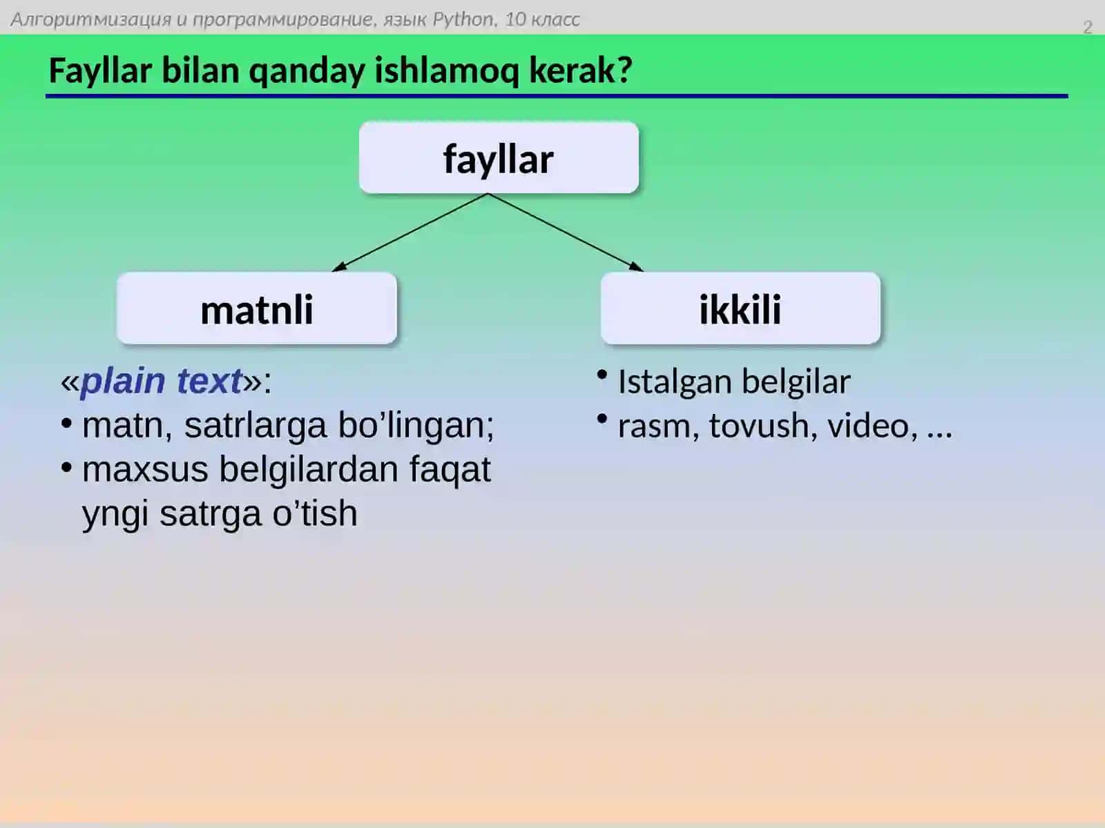 Fayllar bilan ishlash 2