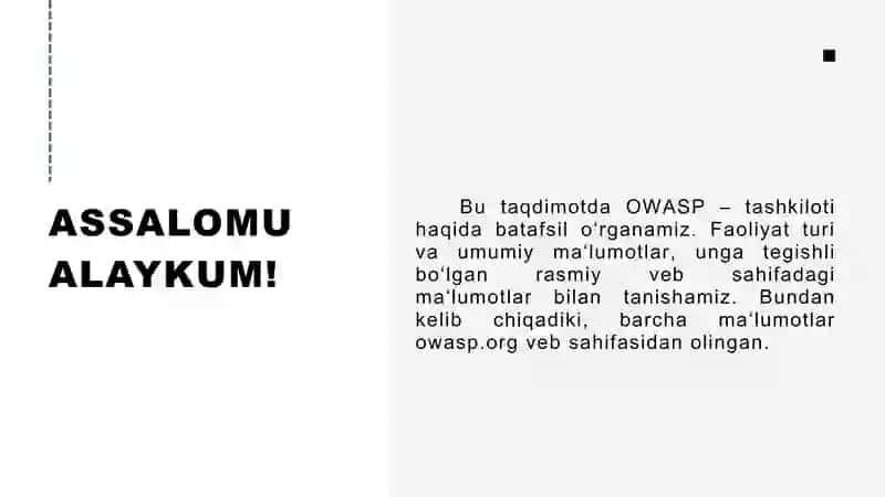 “OWASP – Tashkiloti va uning faoliyat turi” 2