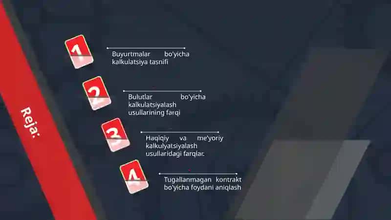 Buyurtmali kalkulyatisiya usuli 2