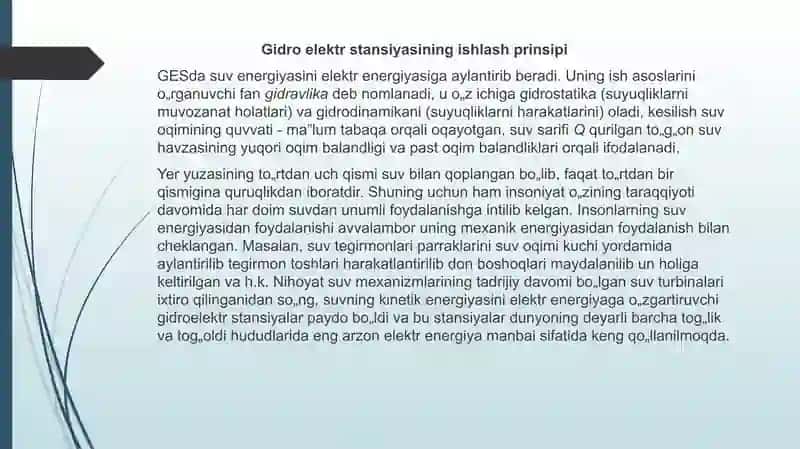GIDRO ELEKTR STANSIYA (GES) 2