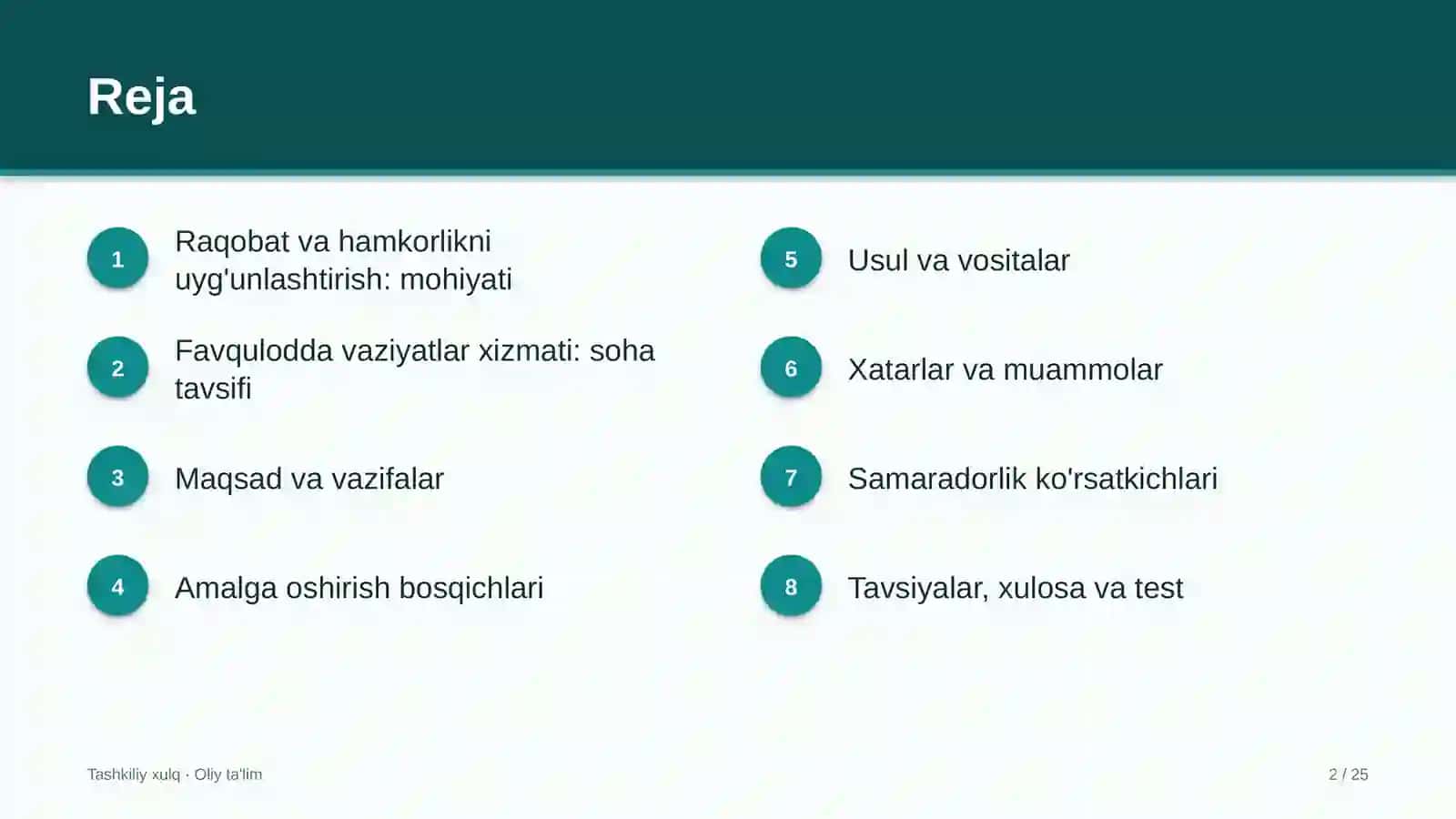 Favqulodda vaziyatlar xizmatida raqobat va hamkorlikni uyg'unlashtirish 2