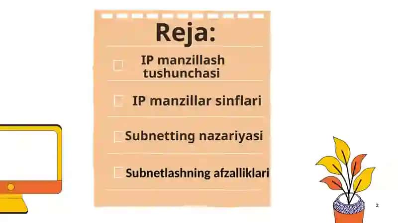 IP Manzillash va Subnetting 2