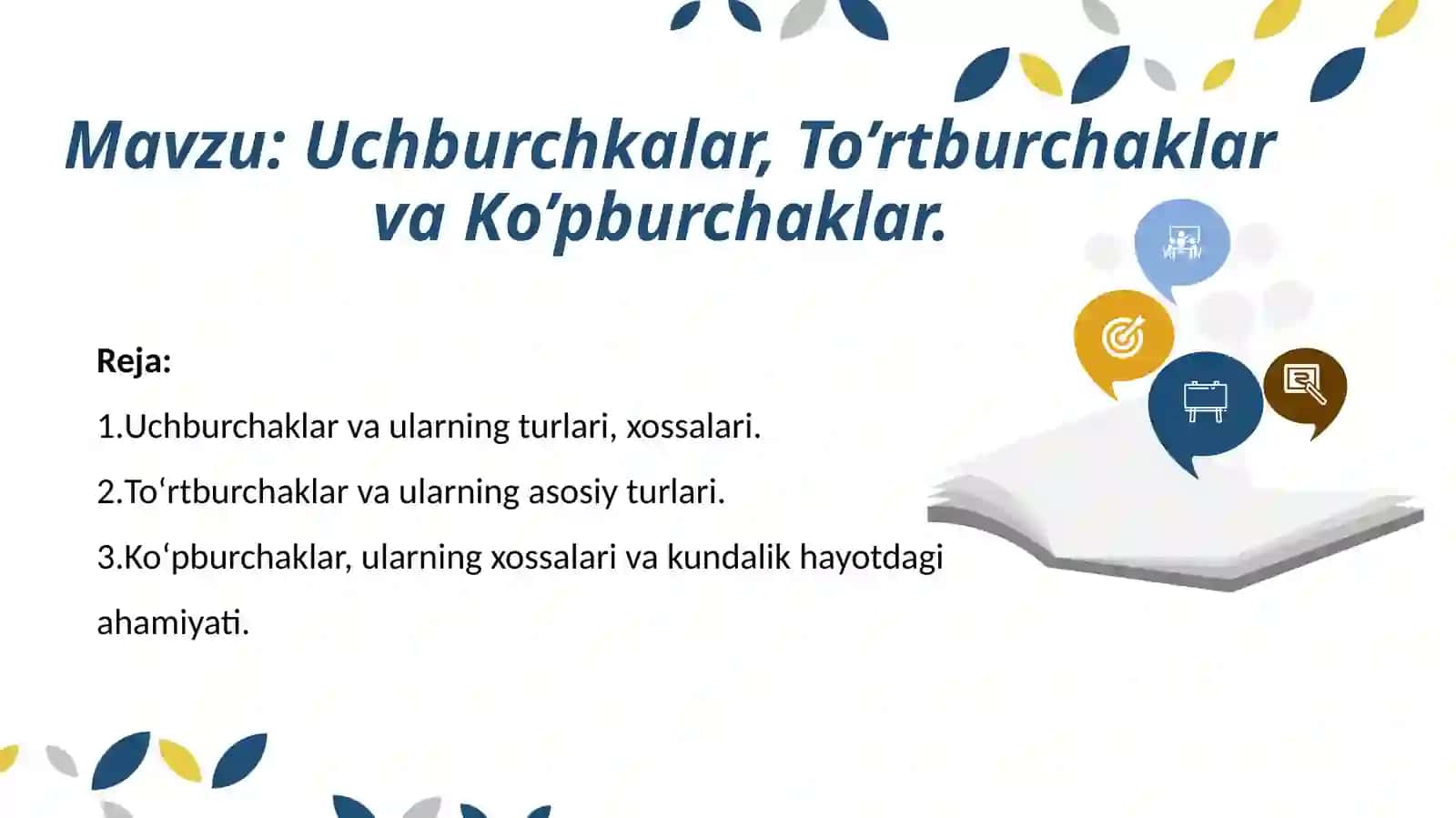 Uchburchkalar, To’rtburchaklar va Ko’pburchaklar 2