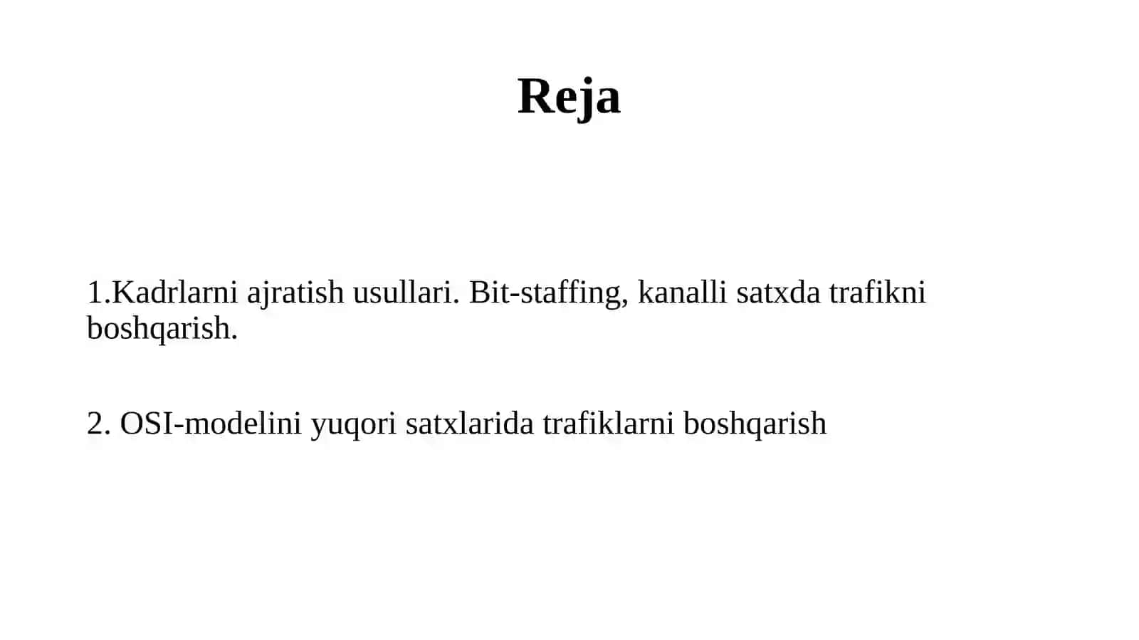 Trafikni boshqarish masalalari 2